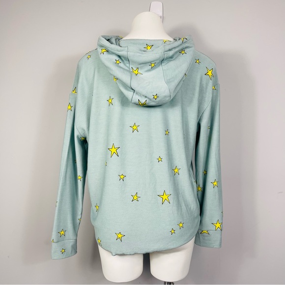 Chaser Star Print Hoodie Pullover Sweatshirt L Cozy Fleece Knit Lounge Revolve - Picture 5 of 14